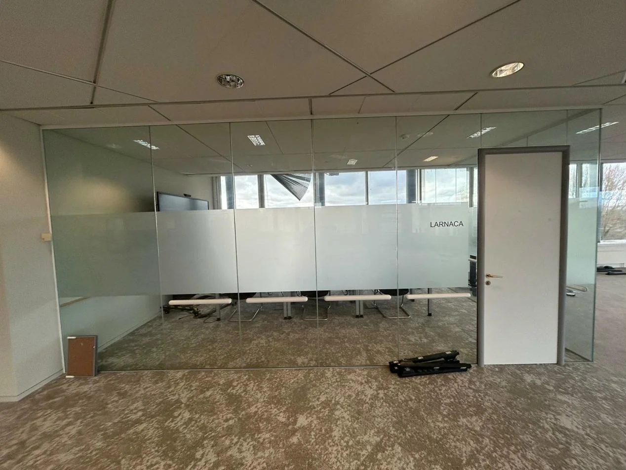 British Airways HQ, photo 3: Frosted window vinyls, Waterside