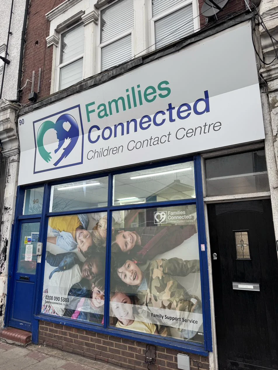 Families Connected, photo 1: New Dibond fascia with precision angle cut and contravision window vinyl