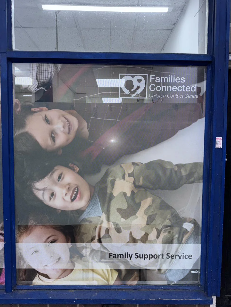 Families Connected, photo 3: New Dibond fascia with precision angle cut and contravision window vinyl
